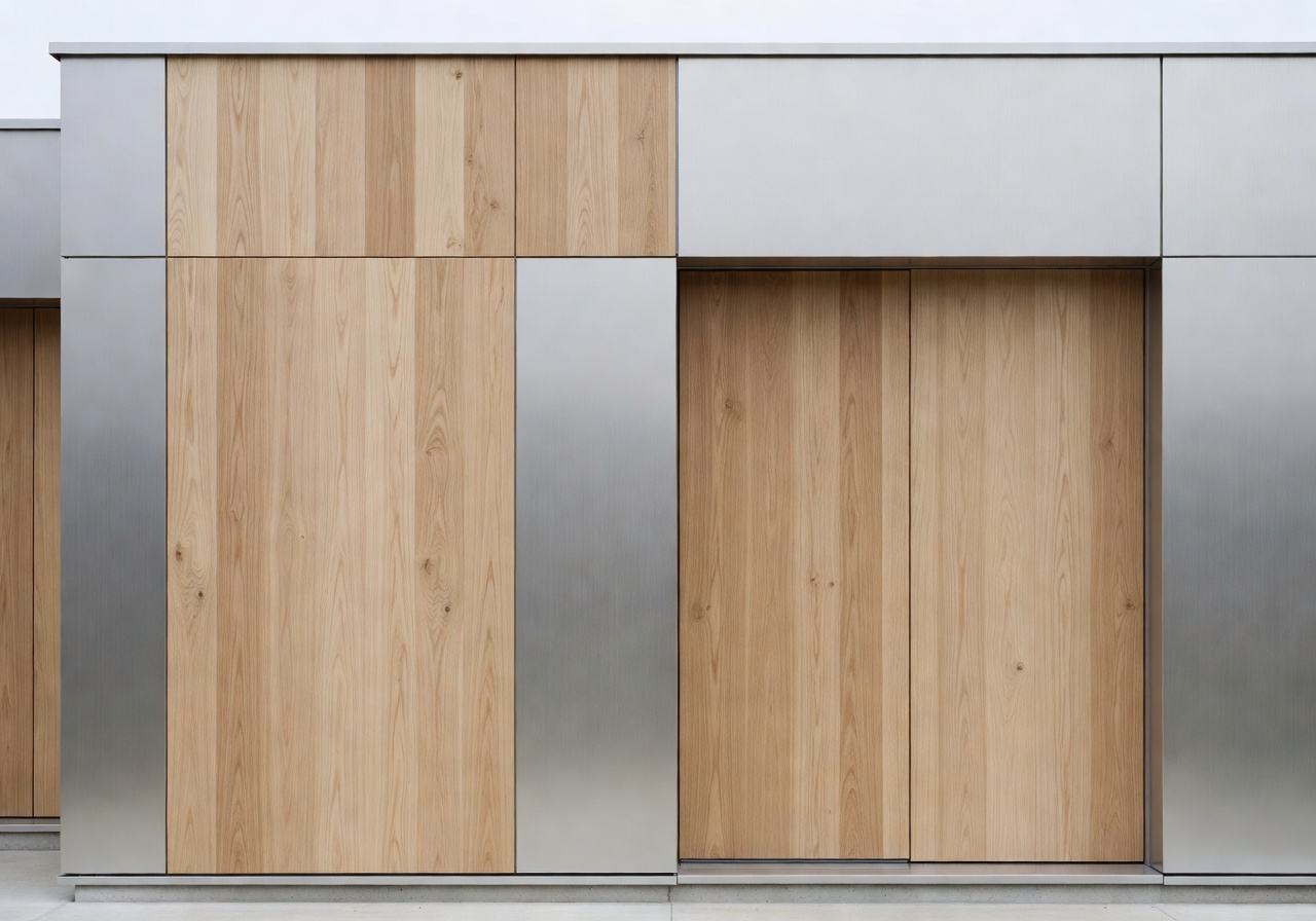 A1 Compact exterior front view with natural wood and metal cladding