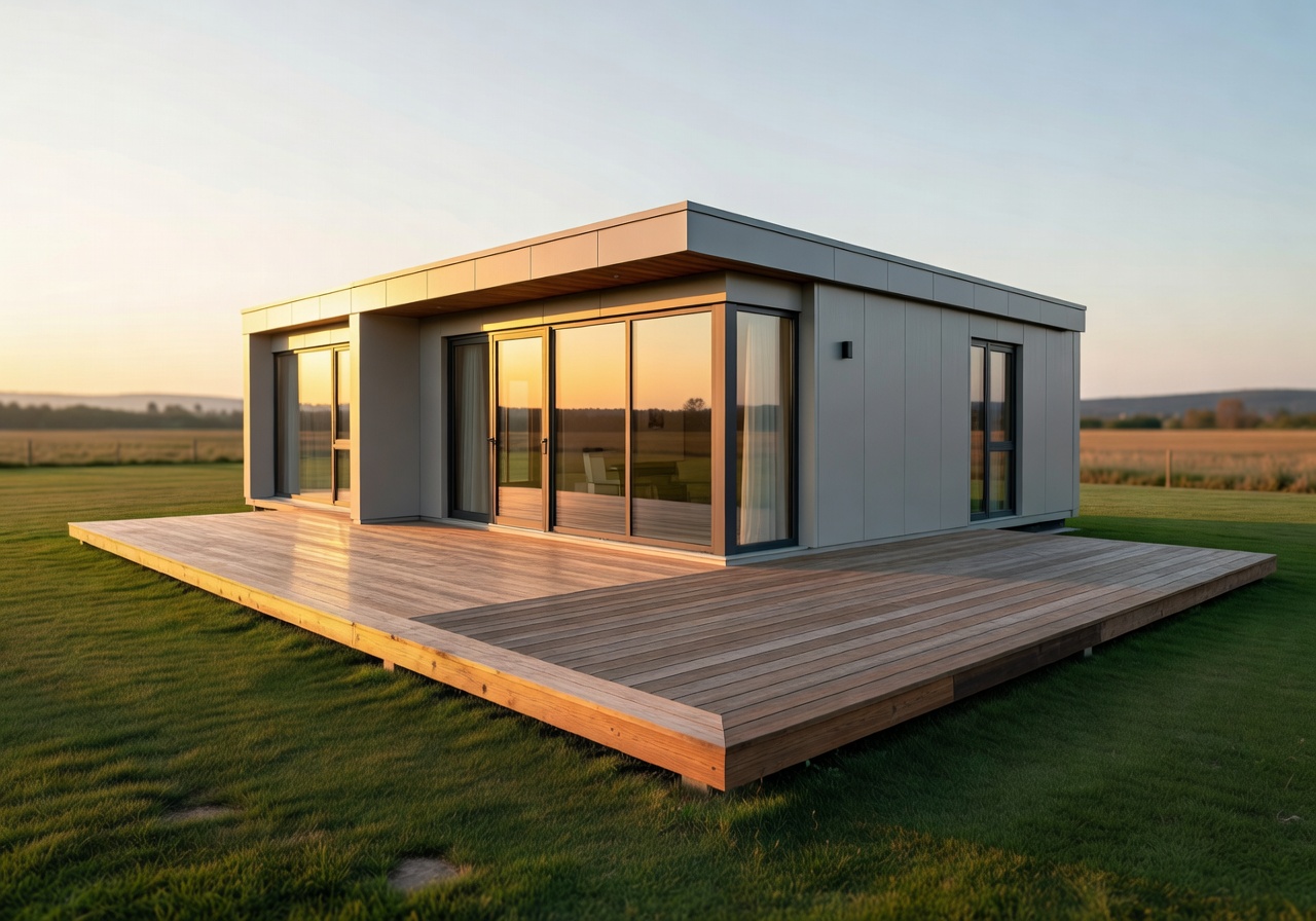 Model B2 Family spacious portable house with wooden terrace